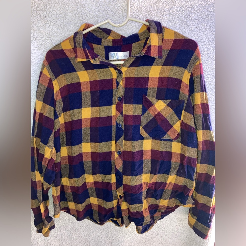 Time and Tru Multicolor Plaid Shirt